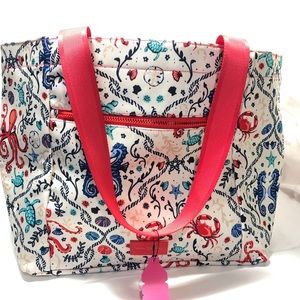 Vera Bradley Drawstring Family Tote Bag, Sea Life patten and Zip ID Case